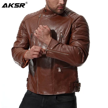 AKSR Vyrų Mados Dirbtiniais LeatherJackets Žiemos Atsitiktinis Šiltas Odinės Striukės vyrams Brand Slim Fit Motociklo Liemenės, Paltai