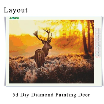 AZQSD Diamond Tapybos Gyvūnų Diamond Mozaikos Elnių kalnų krištolas, Deimantas Siuvinėjimo 5D 