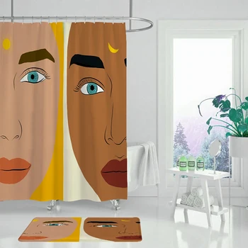 Akvarelė stiliaus moteris augalų dušo užuolaidos lapų spausdinimo dušo užuolaidos vandeniui poliesterio vonios kambarys dušo užuolaidos su