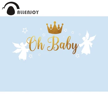 Allenjoy Little Angel Fono Mėlyna Rožinė Aukso, Sidabro Baby Shower Gimtadienį Krikšto Karūna Photophone Fotografijos Fonas