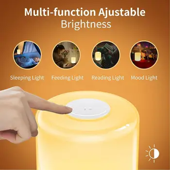 Animacinių filmų Šypsena Laikas Touch Spalvinga Miegamojo Lovos Naktį Šviesos diodų (LED) Emocinę Atmosferą, Atsižvelgiant Kūdikio Maitinimosi Ir Miego Šviesos
