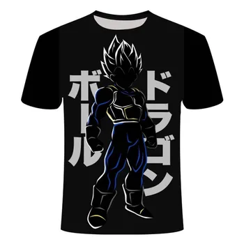 Anime Gokas juodos ir baltos spalvos vyriški trumparankoviai marškinėliai mados banga prekės ženklo drabužių vasaros apvalios kaklo 3DT marškinėliai