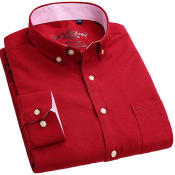 Aoliwen prekės vyrų 2020 medvilnės Oksfordo Tekstilės atsitiktinis marškinėliai ilgomis rankovėmis mygtuką kišenė raudonas Pledas spausdinti Laukinių vyrų slim fit