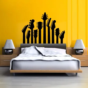 Art Vinyl Miegamasis Dekoratyvinės Sienų Freskos Gitara Kaklų Muzikos Serijos Siena Lipdukas Roko Siluetas Sienos Lipdukai Y-832