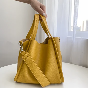Atsitiktinis krepšelį moterų rankinės dizaineris didelės talpos pečių krepšiai, prabangus matinis pu odos crossbody maišelis didelis kibirą, maišą piniginės