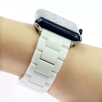 Aukštos kokybės juodos ir baltos keramikos dirželis Apple Iwatch Series5 2 3 4 38 40 42 44mm žiūrėti apyrankę, diržą watchbands mados