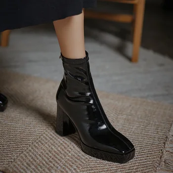 Aukštos qulaity moterų batai nauji rudenį, pavasarį, juodos spalvos su užtrauktuku batai moteris batai suknelė šalies darbo batai batai dydis 34-39 euro