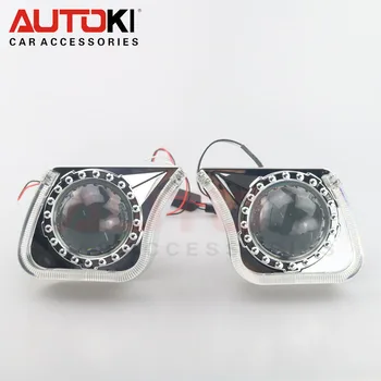 Autoki 3,0 colių Full Metal Objektyvas+LED Angel Eyes+velnio akis už Automobilio Stilius Auto priekinis žibintas H4, H7 Modifikavimas Bi-Xenon Projektoriaus Objektyvas