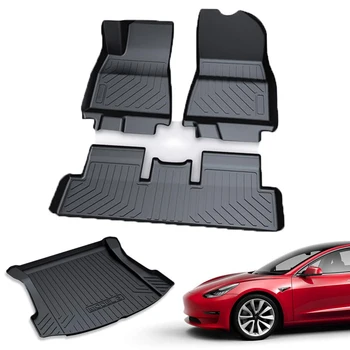 Automobilių Kilimėliai Linijinių Krovinių Galinio Krovinių Dėklas Juoda Raštas Vandeniui Kamieno kilimėliai Tesla Model 3 2017 2018 2019 Priedai