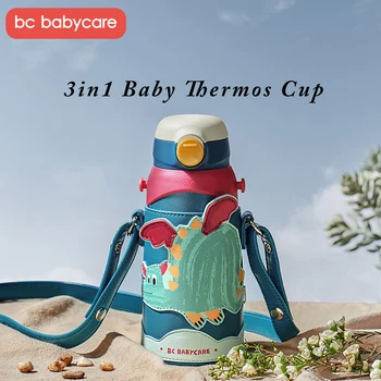 BC Babycare 600ML Gyvūnų 3in1 Kūdikių Termosas Puodelio 316 Nerūdijančio Plieno, Dvigubo Vakuumo Kolba Butelis Šiaudų/Cup/Geriamojo Izoliuoti Taurė