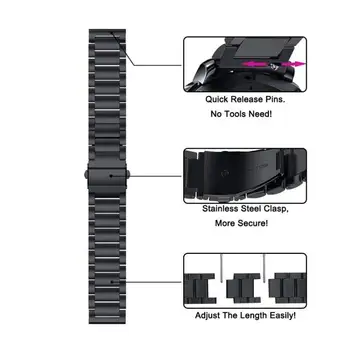 BEHUA Nerūdijančio Plieno 22mm Watchband Pakeitimo 