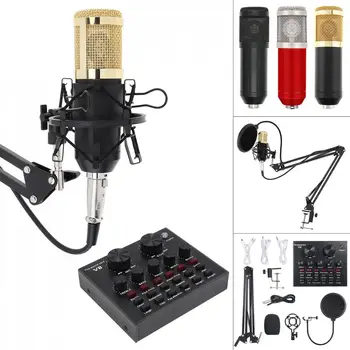 BM-800 Profesinės Kondensatoriaus Mikrofonas Gyventi Mikrofonas su V8 Garso plokštės Mikrofono Rinkiniai Kompiuteris / Įrašymas / Studio