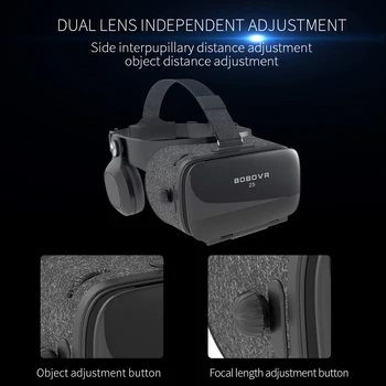 BOBOVR Z5 120 FOV VR Virtualios Realybės Akiniai, Nuotolinio 3D Android Kartono VR 3D Stereo laisvų Rankų įranga Šalmas išmaniųjų telefonų 4.7-6.2