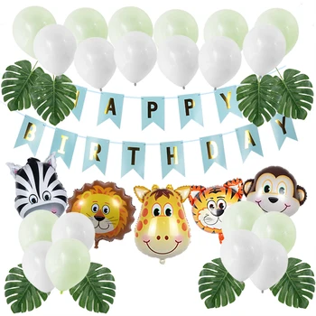 Baby Shower Gyvūnų Balionų Girliandą Džiunglių Šalis Helio Baloons Gimtadienio Dekoracijos Vaikams Safari Gyvūnų Šalies Balionas