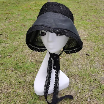 Balta Juoda Moterims Saulės Skrybėlę su Kaklo Atvartu Platus Kraštų Lauko Ponios Floppy Kelionės Packable UV Skrybėlę Nėrinių Platus Kraštų Skrybėlę