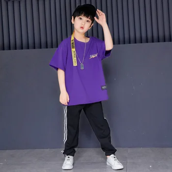 Bamblys Mergaičių drabužius hip-hop drabužiai vaikams kostiumas kostiumas vaikų drabužiai mergaitėms Vaikas Apkarpytos Palaidinukė Marškinėliai Jogger Kelnės