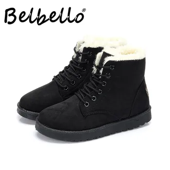 Belbello Žiemos Naujas stilius Neperšlampami sniego batai Plius išlaikyti šiltas Martin įkrovos mergina Fotografuoti studentų street Laisvalaikio bateliai