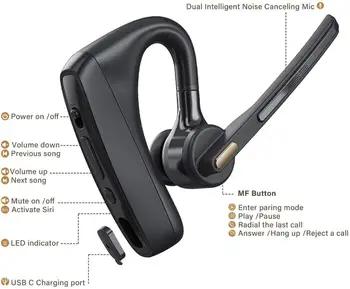 Bevielės Ausinės Bluetooth laisvų Rankų įranga Su CVC8.0 Dual-Mic Triukšmo Mažinimo Funkcija Tinka Išmaniesiems Telefonams
