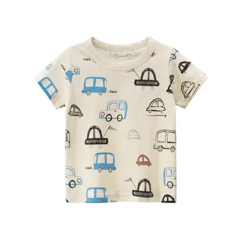 Boys & Girls Cartoon marškinėliai Vaikams Automobilių Spausdinti Marškinėliai Berniukams, Vaikų Vasaros trumpomis Rankovėmis T-shirt vatos Pagaliukai Drabužiai