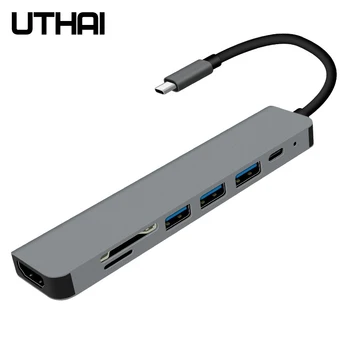 C47 Tipas-C Multi Adapteris, HDMI suderinamus 4K USB3.0 SD TF Converter 