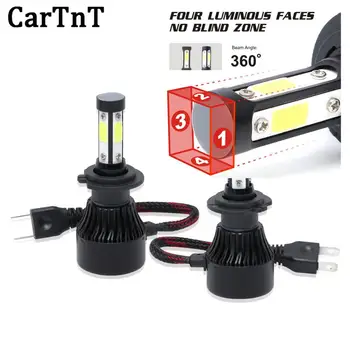 CarTnT 2vnt LED H4, H7, H8, H13 5202 9005 9006 H8 9012 9004 HB3 HB4 9007 H11 LED Automobilių Žibintų Lemputės 12V 8000LM 6500K Auto LED Lempos