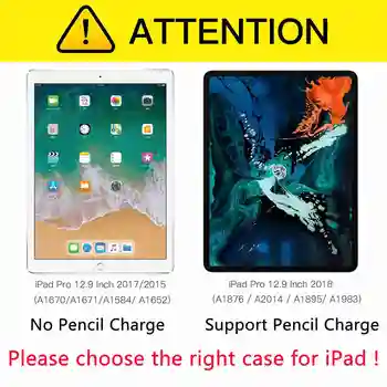 Case For iPad Pro 12.9 su Pieštukas Turėtojas 2017 2018 Premium PU Odos TPU Minkštas gaubtas, skirtas 