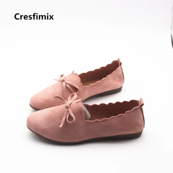 Cresfimix chaussures plokštės moterų atsitiktinis rožinė pulko butas batai lady mielas, patogus slydimo batų pavasarį & vasaros batai a855