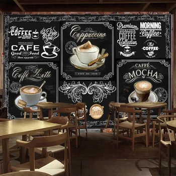 Custom 3D Foto Tapetai, Freskos Europos Retro Stiliaus Rankų Dažytos Lentos Kavos Restoranas, Kavinė Dekoro Tapetų Dažymas