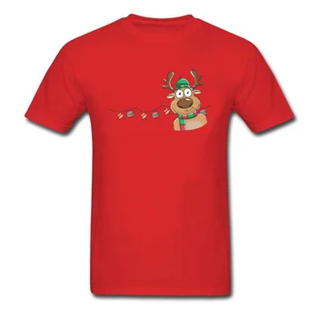 Custom Parduotuvėje Kalėdų Elnias Spausdinti Vyrų Raudona marškinėliai Pasisekė Naujųjų Metų Mielas Tee Marškinėliai trumpomis Rankovėmis Šeimos Dovana Palaidinukė