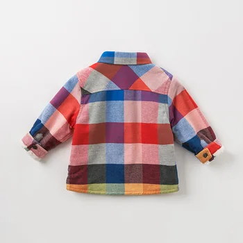 DB12695 dave bella kūdikių berniukų rudens žiemos kūdikių pledas marškiniai bamblys viršuje vaikų tees ilgomis rankovėmis drabužius
