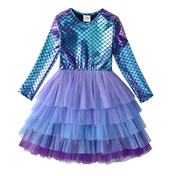 DXTON Vienaragis Suknelės Mergaitėms 2020 Bamblys Žiemos Vaikai Suknelė Mergina Gimtadienio Kostiumai Kratinys Vaikų Drabužių 3-8Y