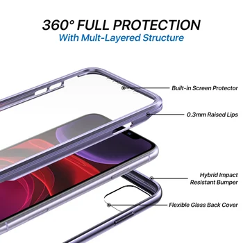 Danga Telefono dėklas Skirtas iPhone 11 Dangtelis su Built-in clear screen protector, atsparus smūgiams Funda 