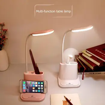 Daugiafunkcinis LED Touch Stalo Lempos USB Įkrovimo Miegamasis Lentelė, Šviesos, Mobiliojo Telefono Laikiklis, Rašiklio Laikiklis lempa