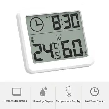 Daugiafunkcis Termometras su Drėgmėmačiu Automatinis Elektroninis Temperatūros, Drėgmės Stebėti Laikrodį, 3.2 colių Didelis LCD Ekranas