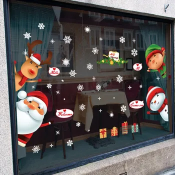 Didelio Dydžio Linksmų Kalėdų Sienų Lipdukai Mados Santa Claus Langą, Kambario, Apdailos PVC Vinilo Naujųjų Metų Namų Dekoro Nuimamas