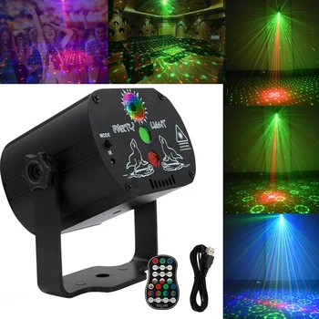 Diskoteka DJ Šviesos Judančios Galvutės, LED Scenos Šviesos Lazerio Projektorius Lempos USB Įkrovimo Šalies Šokių Scenos Šviesos DJ Poveikis naktinė lempa