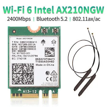 Dual Band, Wi-Fi 6E AX210 M. 2 NGFF Wifi Tinklo plokštė 3000Mbps Bluetooth 5.2 Darbalaukio Rinkinys 802.11 ax Belaidžio ryšio Adapteris Su Antena