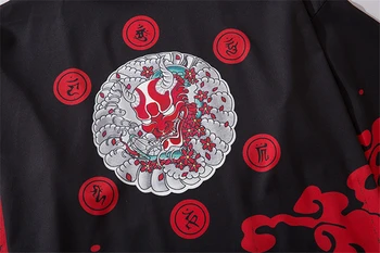 ELKMU Japonų Kimono Megztinis Švarkas Vyrams Hip-Hop Harajuku Ukiyoe Dvasios Spausdinti Striukės Vasarą Plonas Laisvas Kimono Japonijos HE156