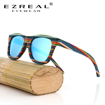 EZREAL 2017 rankų darbo natūralaus bambuko akiniai nuo saulės, poliarizuoti akiniai mediniai akiniai nuo saulės, spalvų Maišymo priimti Nemokamas Pristatymas