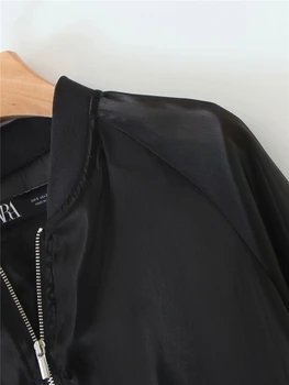 Elegantiškas moteris, juodas švarkas 2020 metų mados rudenį lady organza užtrauktukas, striukės atsitiktinis moterų skrydžio jecket merginos prašmatnus trumpų striukė