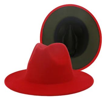 Fedorat skrybėlę maišyti spalvas Džiazo skrybėlės kaubojaus skrybėlę moterų ir vyrų žiemos vyrų bžūp raudona su juodos vilnos melonik skrybėlę didmeninės