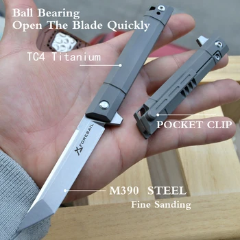 Foresail-m390 milteliai plieno lankstymo peilis maišelį peilis su titano lydinio rankena nešiojamų guolių peilis lauko EDC įrankis