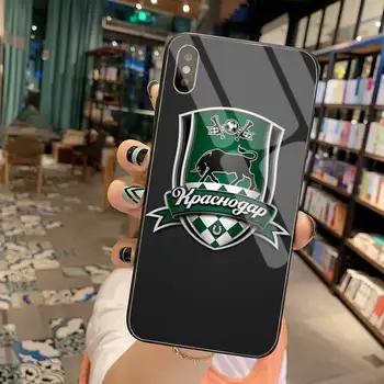 Futbolo komanda FC Krasnodar juodas Telefonas Padengti Korpuso Grūdintas Stiklas iPhone 11 Pro XR XS MAX 8 X 7 6S 6 Plus SE 2020 atveju