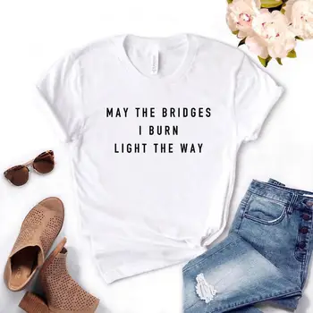 Gali Tiltų įrašau Šviesos kelią Moterų marškinėlius Medvilnės Atsitiktinis Juokingi marškinėliai Už Yong Panele, Mergina, Viršuje Tee 6 Spalvų Lašas Laivas NA-434