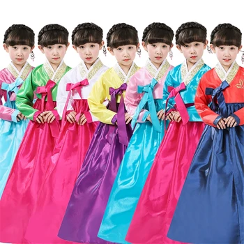 Gimtadienio, Naujųjų Metų Dovana Spalvotų Cosplay Kostiumai Vaikams Mergina Dress Hanbok korėjos Stiliaus Šalies Nacionalinis Vaikų Šokių Yukata