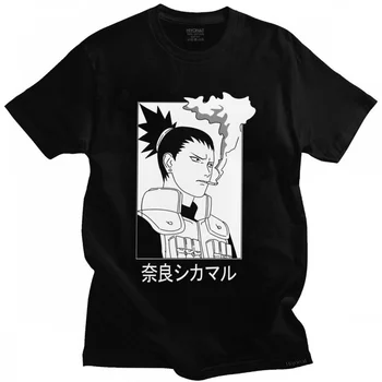 Gražus Vyrai Shikamaru Nara Marškinėliai Trumpomis Rankovėmis, Medvilnės Anime Naruto Marškinėlius Japonų Manga Tee Viršūnes Drabužių Streetwear Dovana