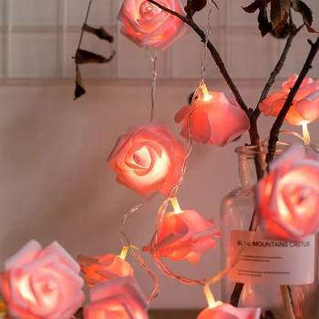 Guirlande Lumineuse Led Rose Vestuvių Dekoravimas Girlanda Pasakų Žibintai Decoracao Casa Lichterkette Gėlių Mariage Bulbi Fiori