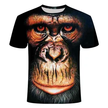 Gyvūnų vyrų t-shirt 3d trumparankoviai 3DT marškinėliai asmenybės pusė rankovėmis trimatis stilius korėjos beždžionė t-shirt stora-fitt