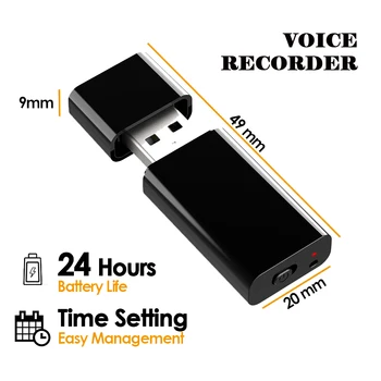 HNSAT Mini USB garso diktofonas, balso įrašymo įjungimo mygtuką įrašymo palaikymas 4GB-64GB TF kortelė