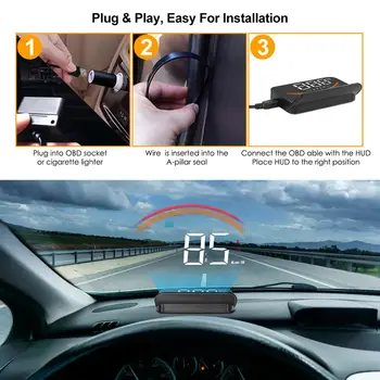HUD OBD2 Ekrano GPS Spidometras Skaitmeninis greičio viršijimo Įspėjimo Rida Įtampos priekinio Stiklo, Head Up Display Automobilių Apsaugos Signalizacijos M11